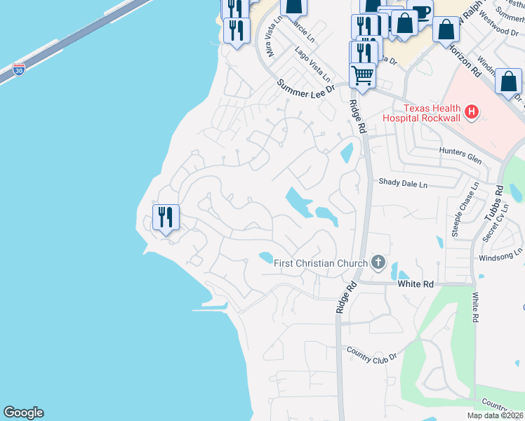map of restaurants, bars, coffee shops, grocery stores, and more near 5707 Ranger Drive in Rockwall