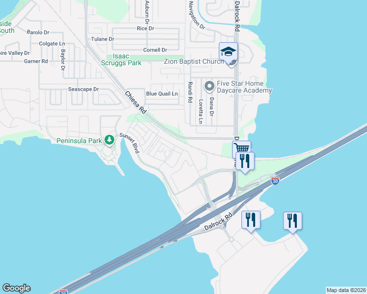 map of restaurants, bars, coffee shops, grocery stores, and more near 412-434 Cooke Drive in Rowlett