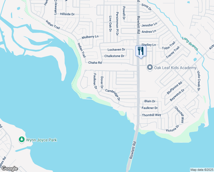 map of restaurants, bars, coffee shops, grocery stores, and more near 1806 Dover Drive in Rowlett