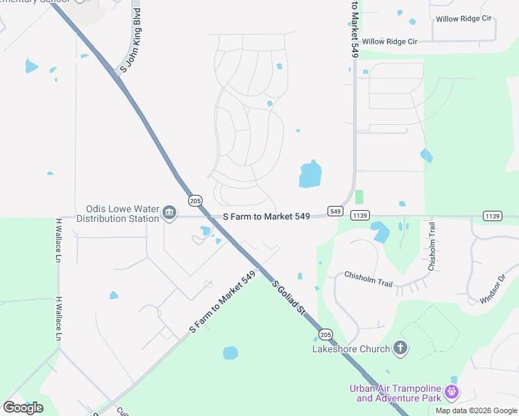 map of restaurants, bars, coffee shops, grocery stores, and more near 2621 Long Common South in Rockwall