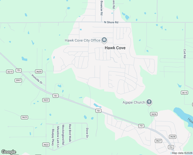 map of restaurants, bars, coffee shops, grocery stores, and more near 7643 Private Road 3826 in Quinlan