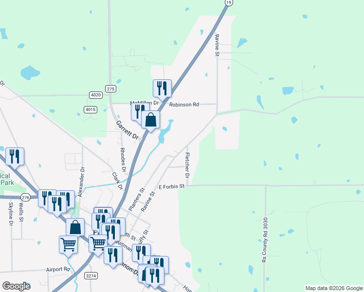 map of restaurants, bars, coffee shops, grocery stores, and more near 731 Ravine Street in Emory