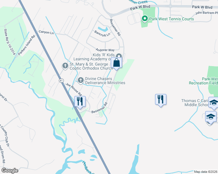 map of restaurants, bars, coffee shops, grocery stores, and more near 1471 Brightwood Drive in Mount Pleasant