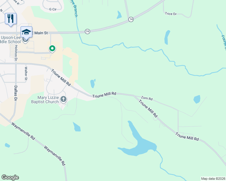 map of restaurants, bars, coffee shops, grocery stores, and more near 807 Triune Mill Road in Thomaston