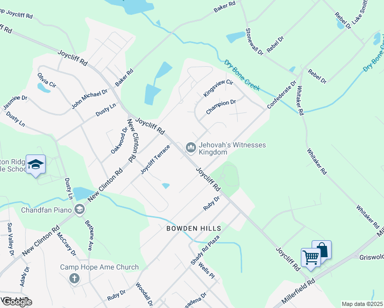 map of restaurants, bars, coffee shops, grocery stores, and more near 3321 Joycliff Road in Macon