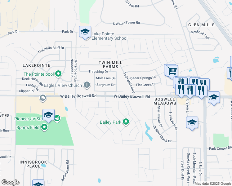 map of restaurants, bars, coffee shops, grocery stores, and more near 5216 Wheat Sheaf Trail in Fort Worth