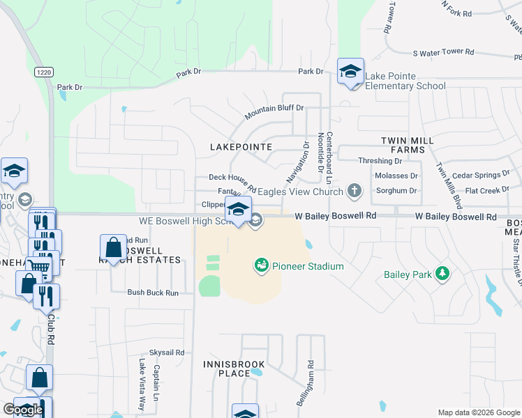map of restaurants, bars, coffee shops, grocery stores, and more near 5825 Fantail Drive in Fort Worth