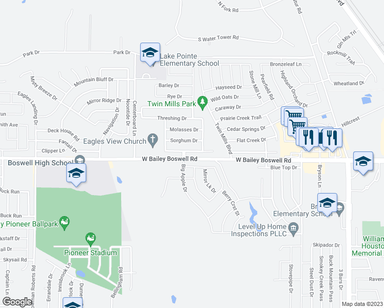 map of restaurants, bars, coffee shops, grocery stores, and more near 5245 Wheat Sheaf Trail in Fort Worth