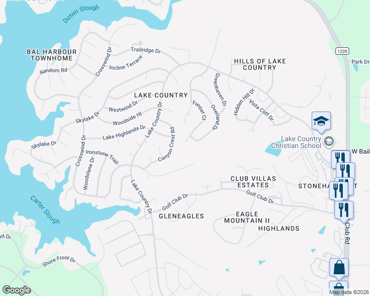 map of restaurants, bars, coffee shops, grocery stores, and more near 8604 Funtier Court in Fort Worth