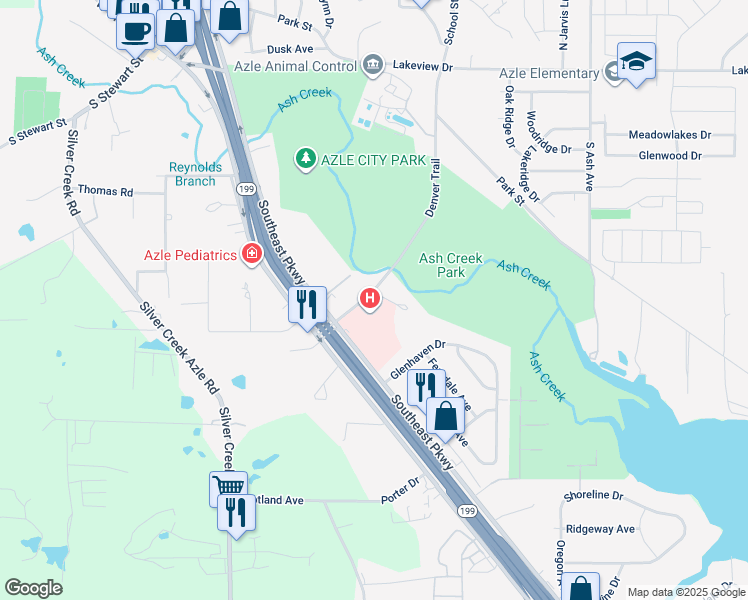map of restaurants, bars, coffee shops, grocery stores, and more near 116 Denver Trail in Azle