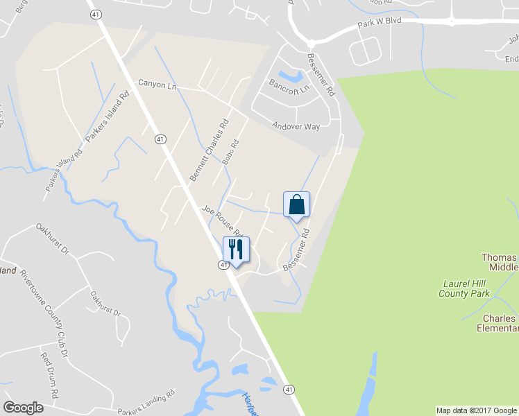 map of restaurants, bars, coffee shops, grocery stores, and more near 2984 Joseph Glover Road in Mount Pleasant