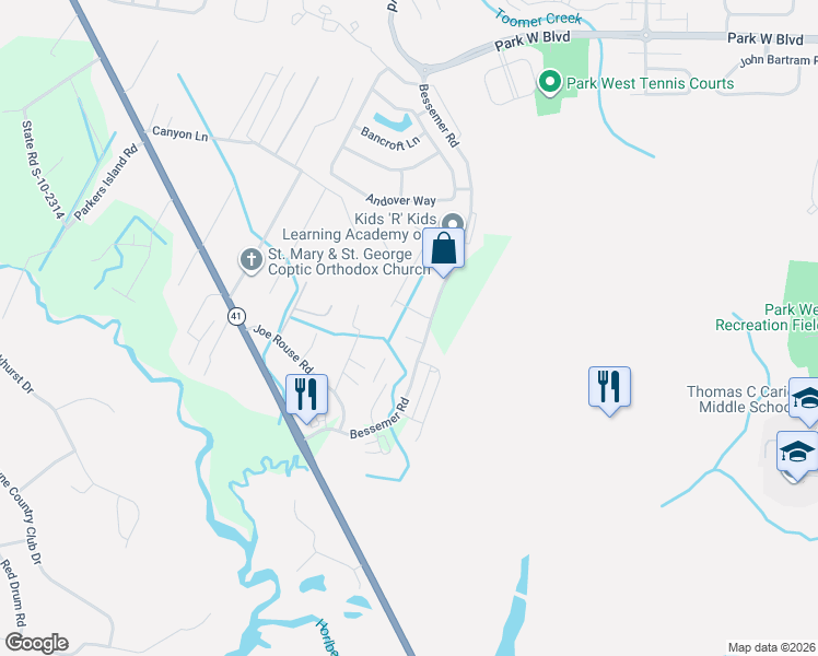 map of restaurants, bars, coffee shops, grocery stores, and more near 1471 Brightwood Drive in Mount Pleasant