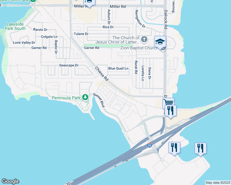 map of restaurants, bars, coffee shops, grocery stores, and more near 349-411 Cooke Drive in Rowlett