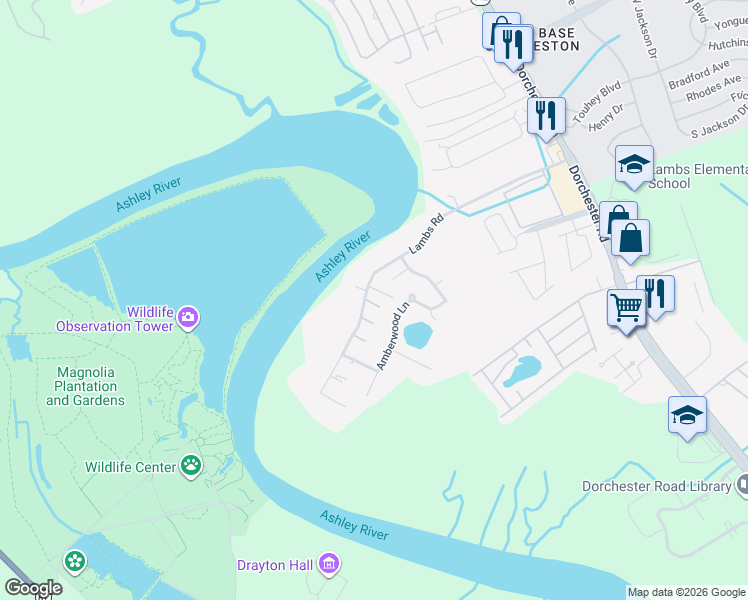 map of restaurants, bars, coffee shops, grocery stores, and more near 6892 Shahid Row in North Charleston