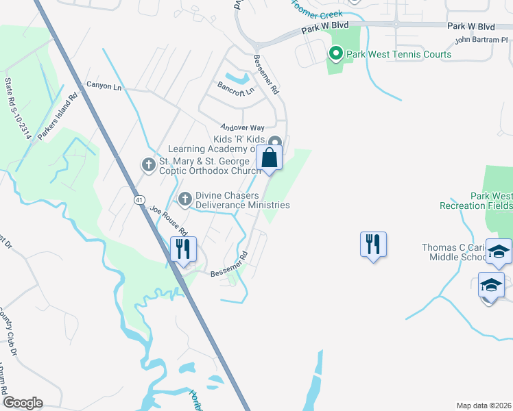 map of restaurants, bars, coffee shops, grocery stores, and more near 1471 Brightwood Drive in Mount Pleasant