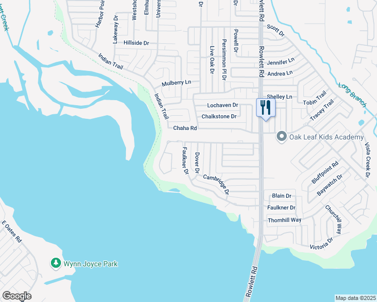 map of restaurants, bars, coffee shops, grocery stores, and more near 2006 Faulkner Drive in Rowlett