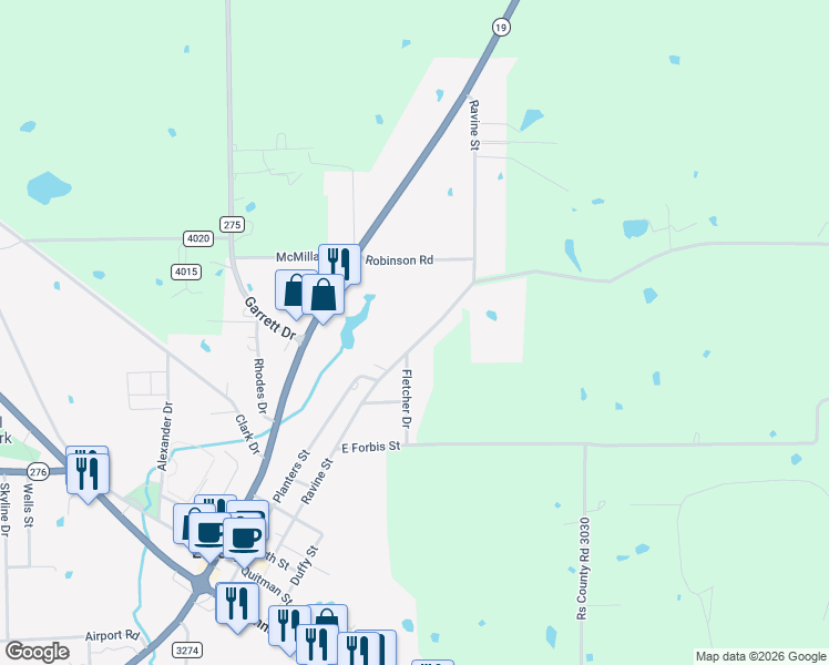 map of restaurants, bars, coffee shops, grocery stores, and more near 731 Ravine Street in Emory