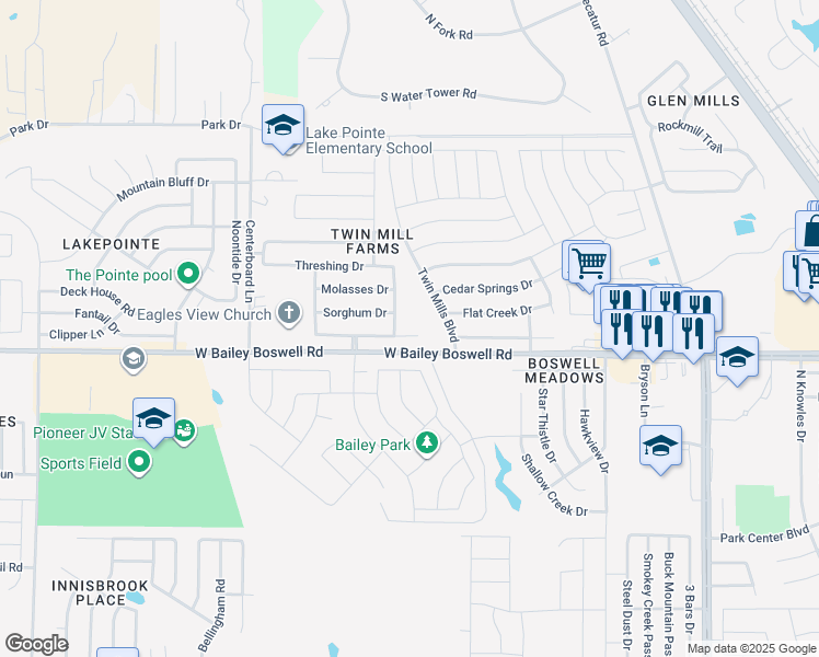map of restaurants, bars, coffee shops, grocery stores, and more near 5216 Wheat Sheaf Trail in Fort Worth
