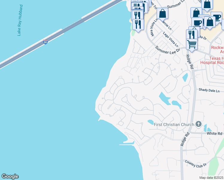 map of restaurants, bars, coffee shops, grocery stores, and more near 5414 Ranger Drive in Rockwall