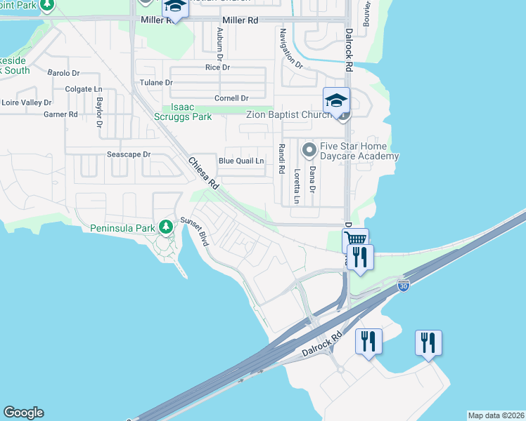 map of restaurants, bars, coffee shops, grocery stores, and more near 2009 Chiesa Road in Rowlett