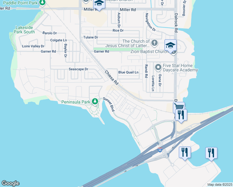map of restaurants, bars, coffee shops, grocery stores, and more near 2016 Naples Drive in Rowlett