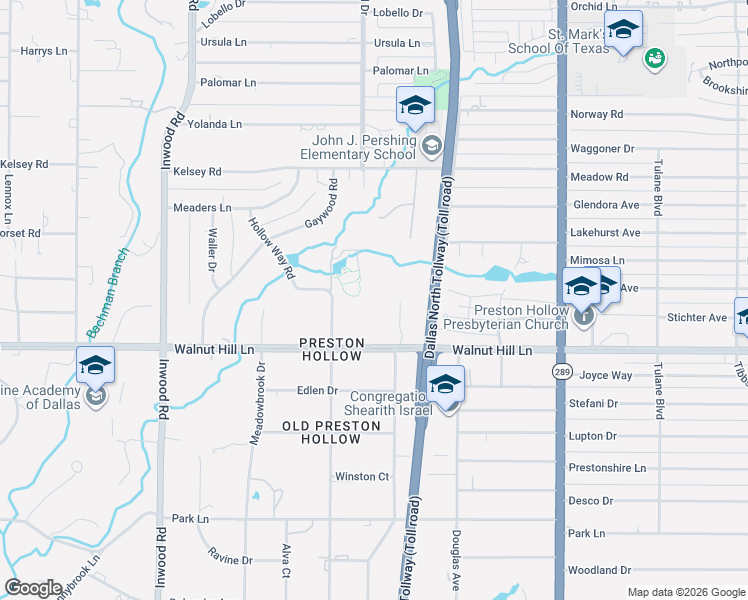 map of restaurants, bars, coffee shops, grocery stores, and more near 5611 Walnut Hill Lane in Dallas