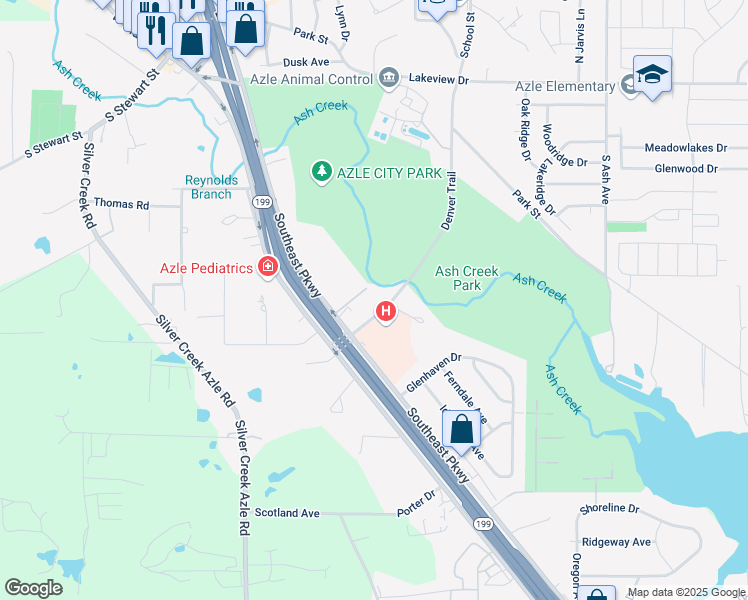 map of restaurants, bars, coffee shops, grocery stores, and more near 116 Denver Trail in Azle