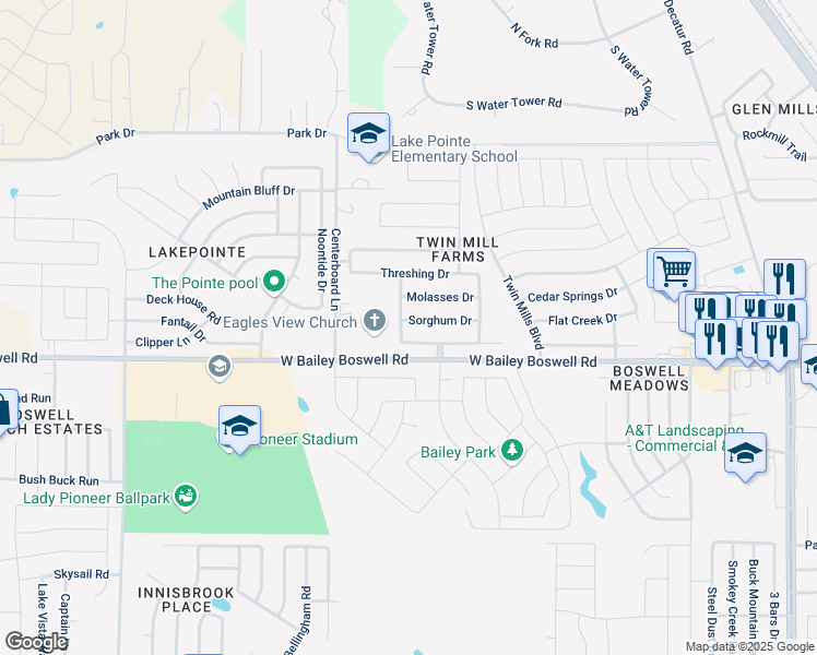 map of restaurants, bars, coffee shops, grocery stores, and more near 5321 Sorghum Drive in Fort Worth