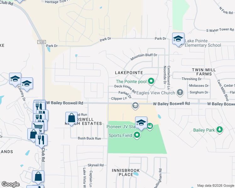 map of restaurants, bars, coffee shops, grocery stores, and more near 6017 Fantail Drive in Fort Worth