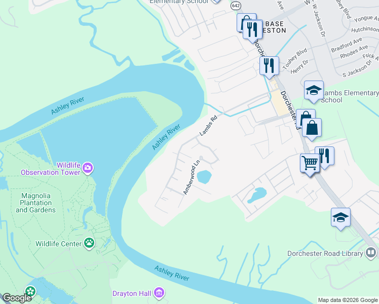 map of restaurants, bars, coffee shops, grocery stores, and more near 6892 Shahid Row in North Charleston