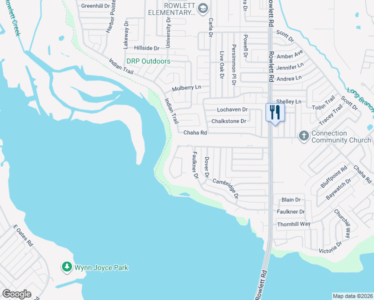 map of restaurants, bars, coffee shops, grocery stores, and more near 2006 Faulkner Drive in Rowlett