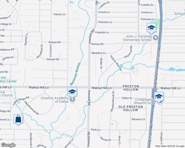 map of restaurants, bars, coffee shops, grocery stores, and more near 10044 Inwood Road in Dallas