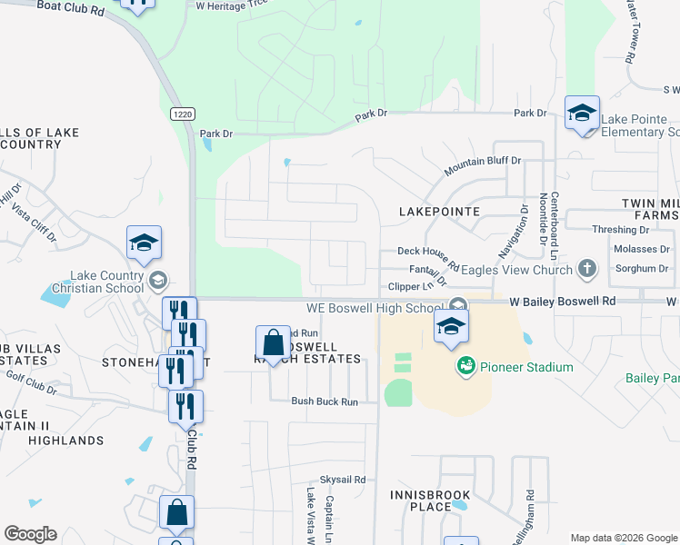 map of restaurants, bars, coffee shops, grocery stores, and more near 6128 General Store Way in Fort Worth
