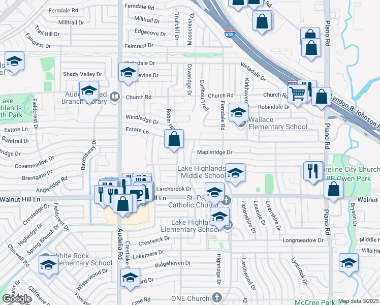 map of restaurants, bars, coffee shops, grocery stores, and more near in Dallas