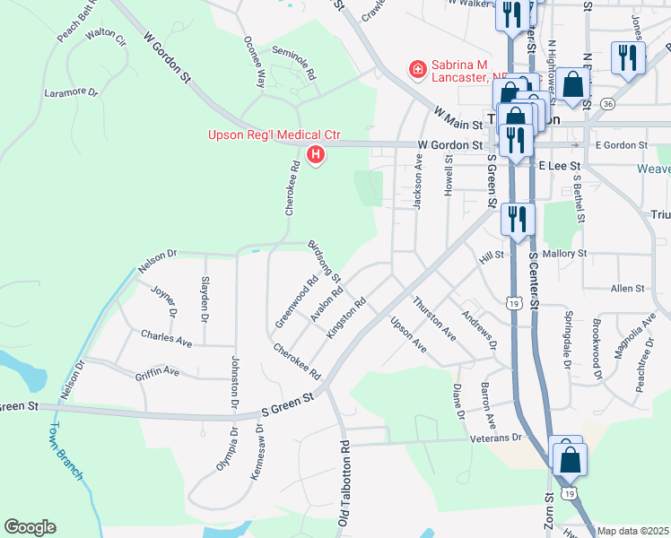 map of restaurants, bars, coffee shops, grocery stores, and more near 703 Avalon Road in Thomaston