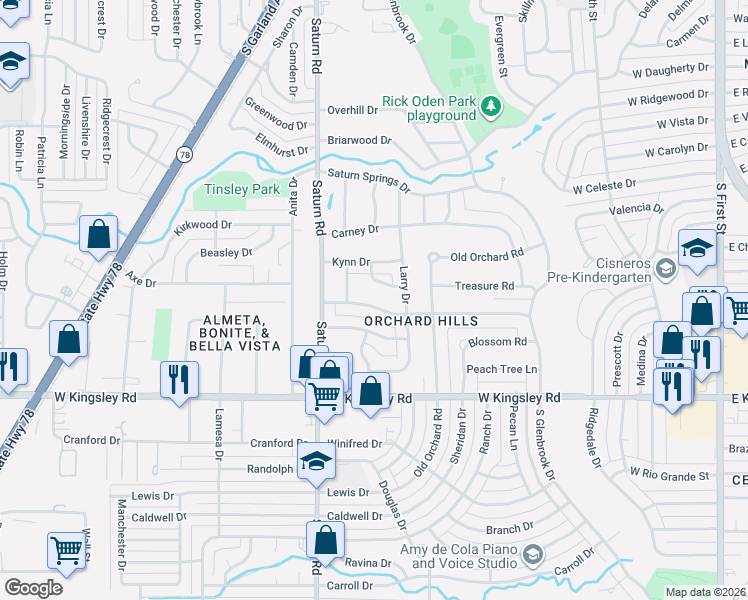 map of restaurants, bars, coffee shops, grocery stores, and more near 2908 Charles Drive in Garland