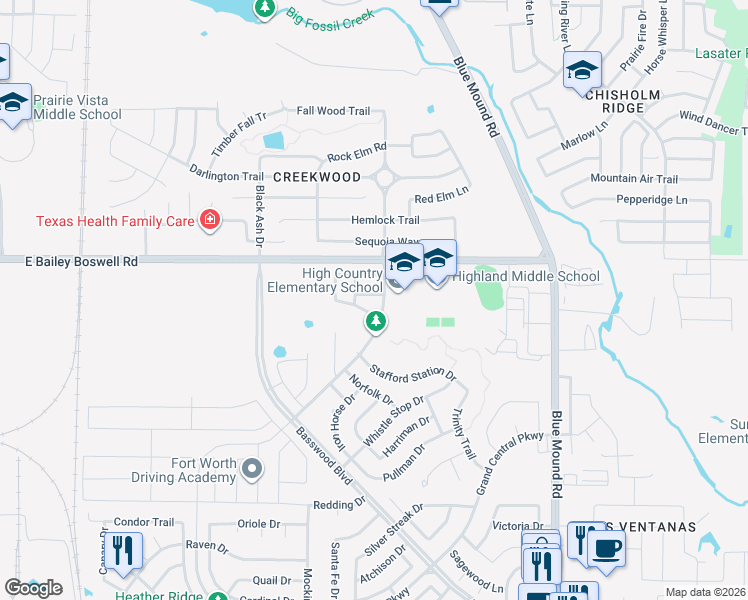 map of restaurants, bars, coffee shops, grocery stores, and more near 845 Lariat Drive in Saginaw