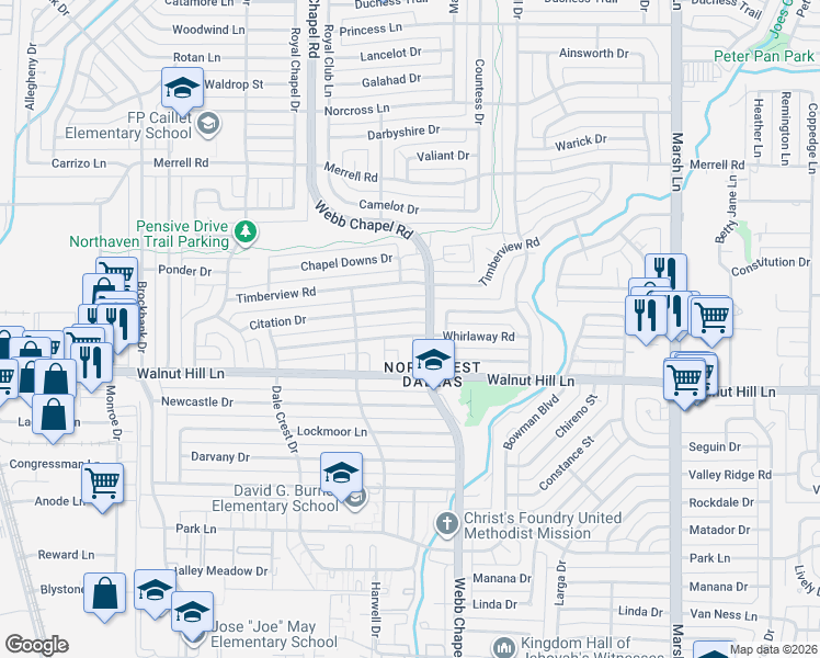 map of restaurants, bars, coffee shops, grocery stores, and more near 3320 Citation Drive in Dallas