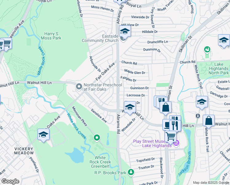 map of restaurants, bars, coffee shops, grocery stores, and more near 7415 Hundley Boulevard in Dallas