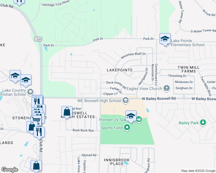 map of restaurants, bars, coffee shops, grocery stores, and more near 6020 Fantail Drive in Fort Worth