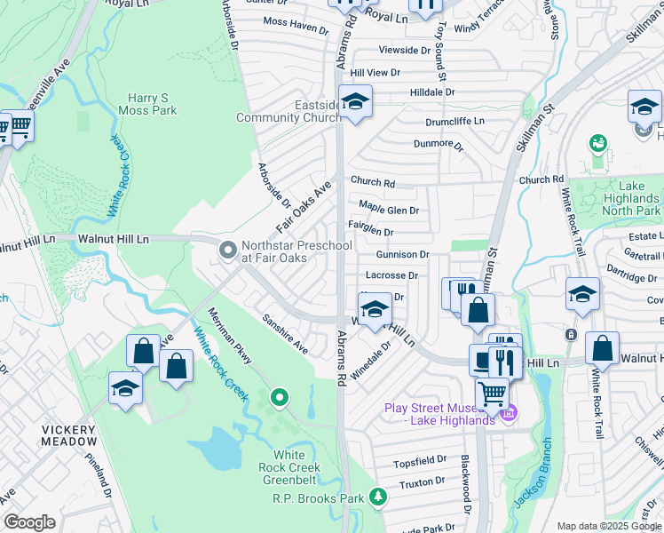 map of restaurants, bars, coffee shops, grocery stores, and more near 7415 Hundley Boulevard in Dallas