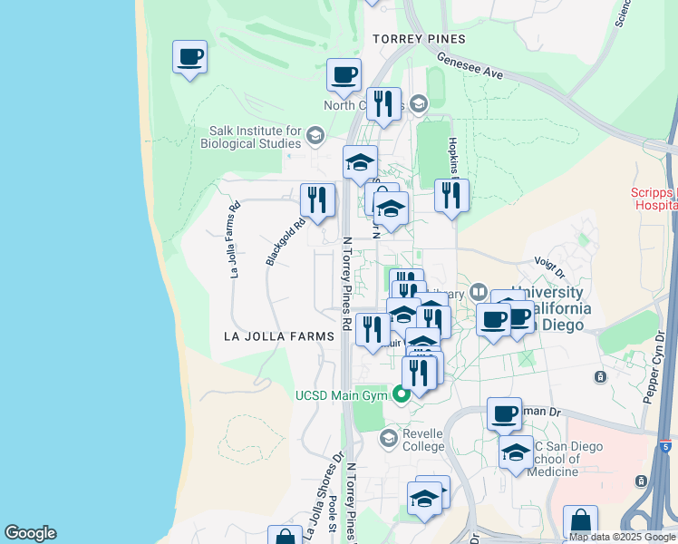 map of restaurants, bars, coffee shops, grocery stores, and more near 9757 Keeneland Row in San Diego