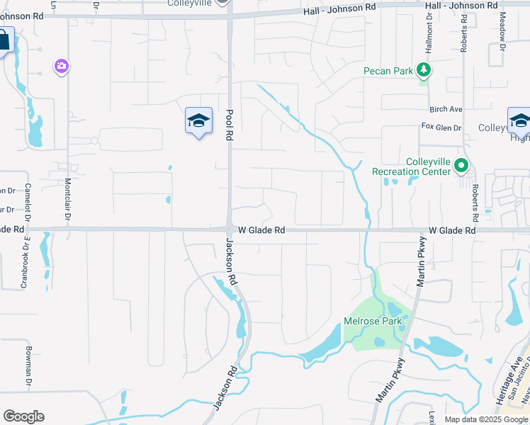 map of restaurants, bars, coffee shops, grocery stores, and more near 2800 Glade Road in Colleyville