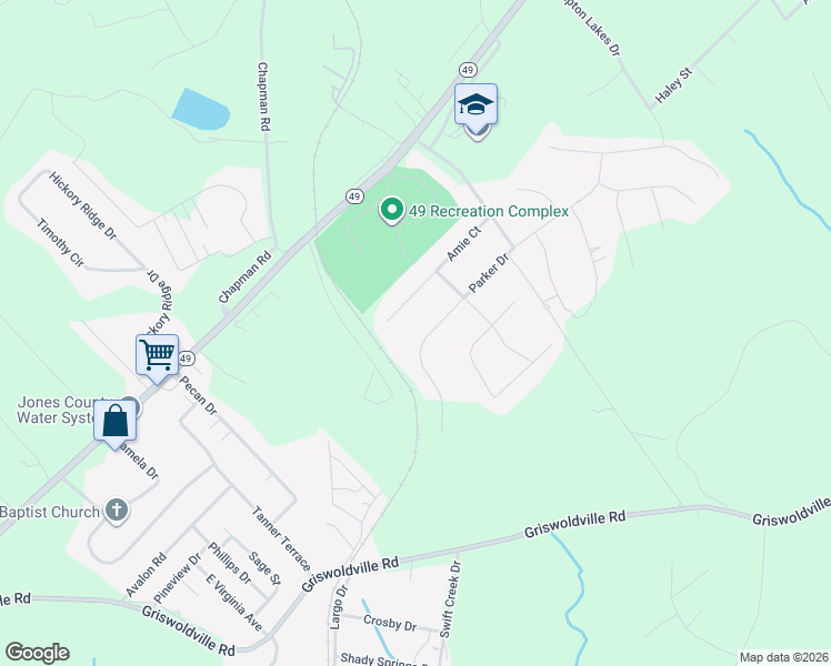 map of restaurants, bars, coffee shops, grocery stores, and more near 152 Parker Dr in Macon