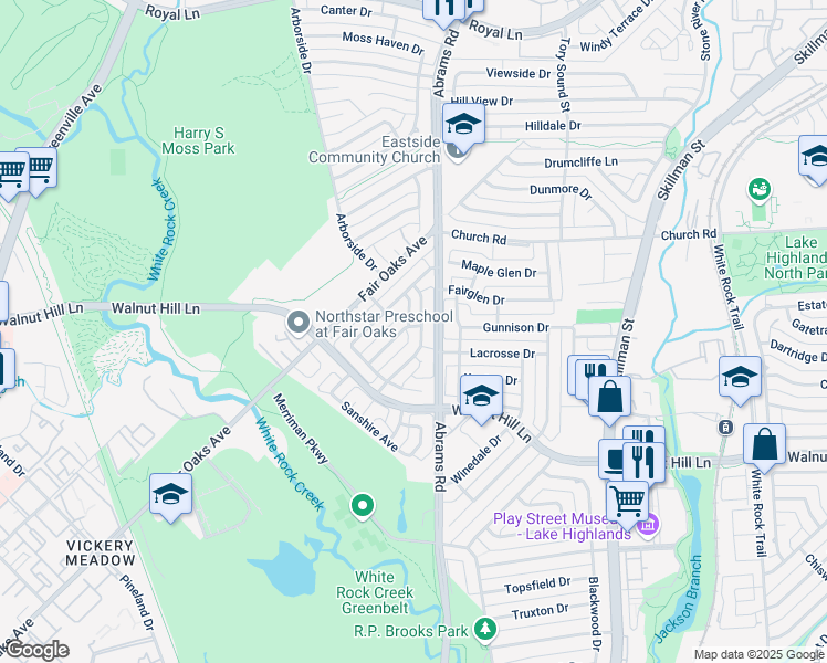 map of restaurants, bars, coffee shops, grocery stores, and more near 7415 Hundley Boulevard in Dallas