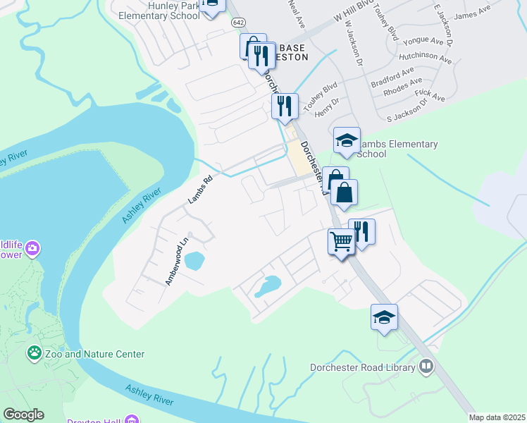 map of restaurants, bars, coffee shops, grocery stores, and more near 4775 Apartment Boulevard in North Charleston