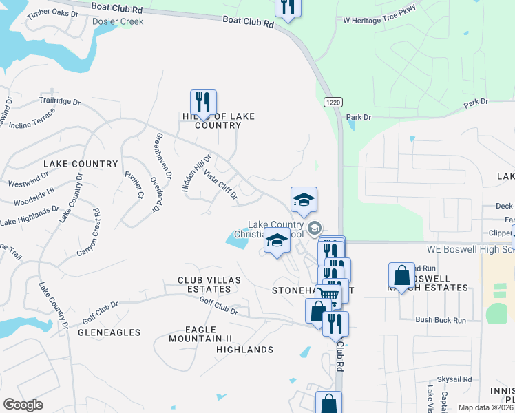 map of restaurants, bars, coffee shops, grocery stores, and more near 8828 Sandcastle Court in Fort Worth