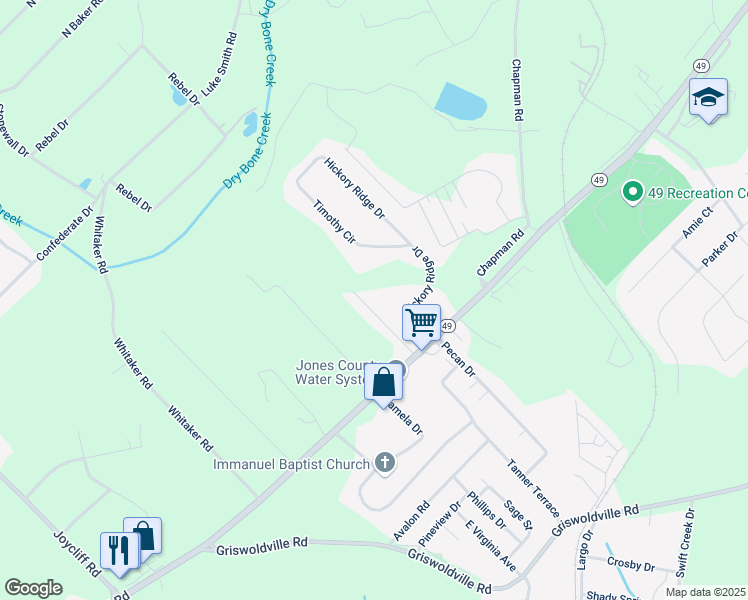map of restaurants, bars, coffee shops, grocery stores, and more near 289 Georgia 49 in Macon
