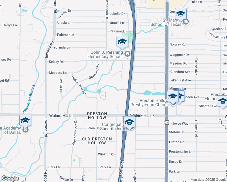 map of restaurants, bars, coffee shops, grocery stores, and more near 10000 Hollow Way Road in Dallas