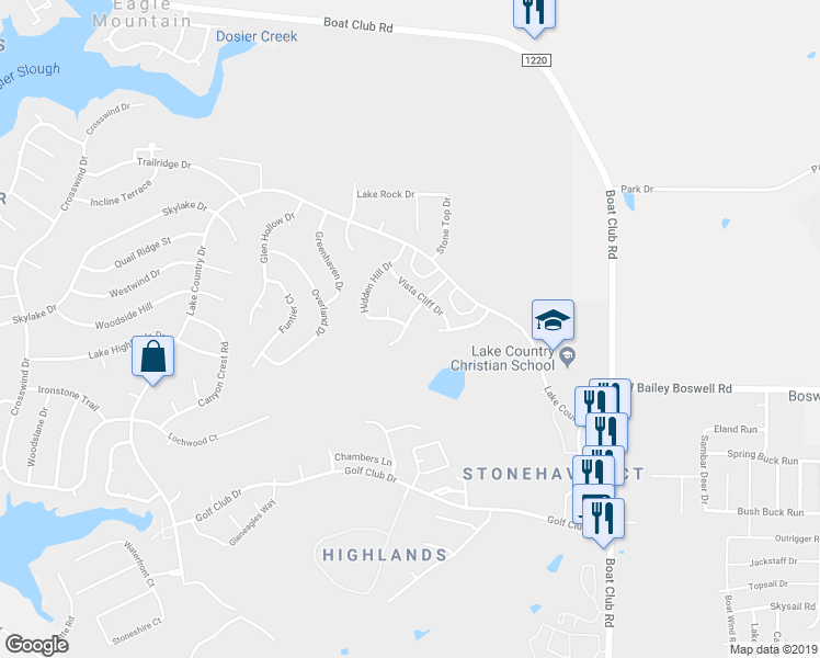 map of restaurants, bars, coffee shops, grocery stores, and more near 8724 Township Court in Fort Worth